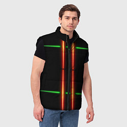 Мужской жилет Neon green black red line, цвет: 3D-черный — фото 2