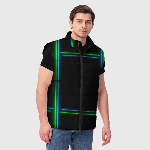 Мужской жилет Neon green light blue / 3D-Черный – фото 3