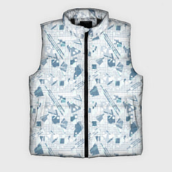 Мужской жилет Мемфис синий с серым клетчатый геометрический узор, цвет: 3D-черный