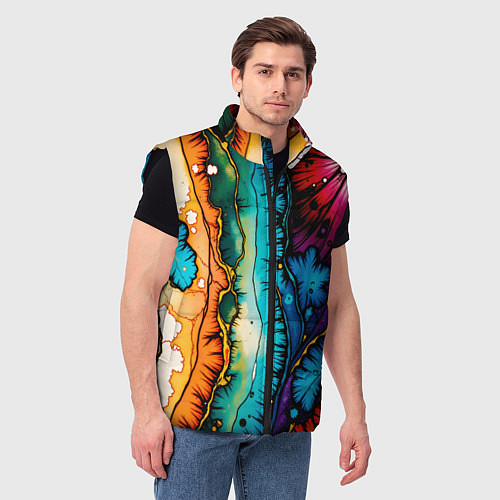 Мужской жилет Разноцветный узор / 3D-Черный – фото 3
