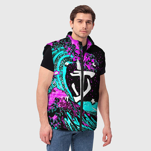 Мужской жилет Doom самураи неоновая волна / 3D-Черный – фото 3
