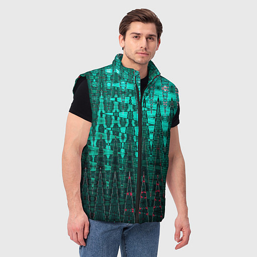 Мужской жилет Нефритовый зелёный абстракция / 3D-Черный – фото 3