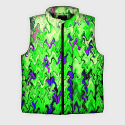 Мужской жилет Ярко-зелёный стекающая абстаркция, цвет: 3D-черный