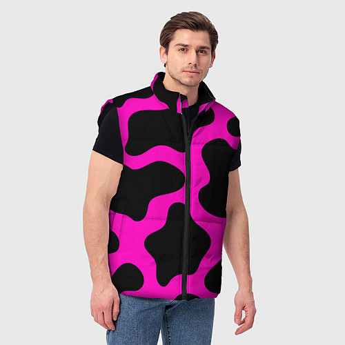 Мужской жилет Розовая коровья расцветка / 3D-Черный – фото 3