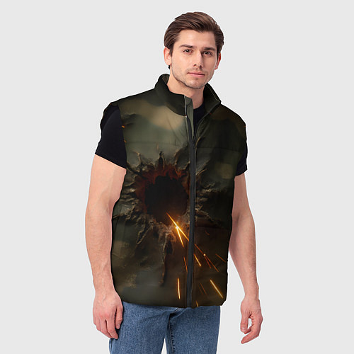 Мужской жилет Следы от пуль на камуфляже / 3D-Черный – фото 3