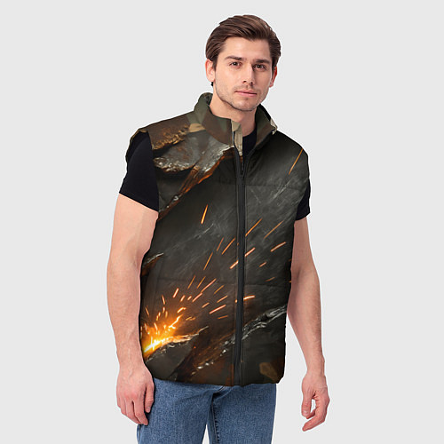 Мужской жилет Искры метала под камуфляжем / 3D-Черный – фото 3