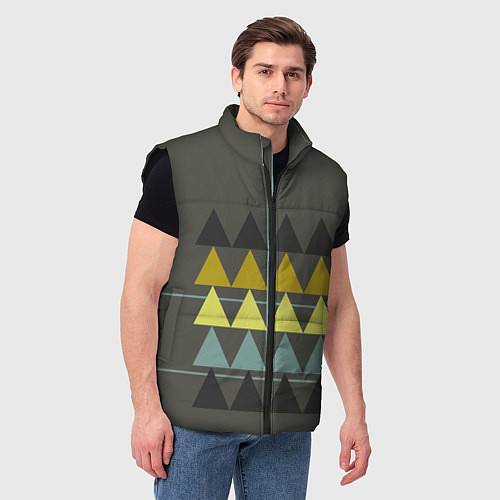 Мужской жилет Абстрактный лес, геометрический с однотоном / 3D-Черный – фото 3