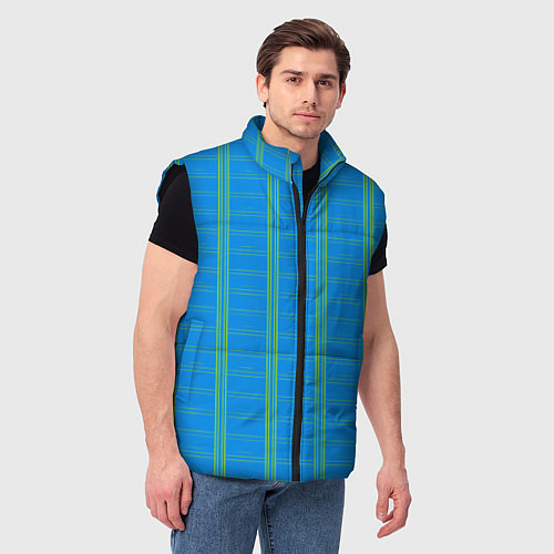 Мужской жилет Color light blue cage / 3D-Черный – фото 3