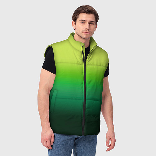 Мужской жилет Градиент укропное зеленое омбре / 3D-Черный – фото 3