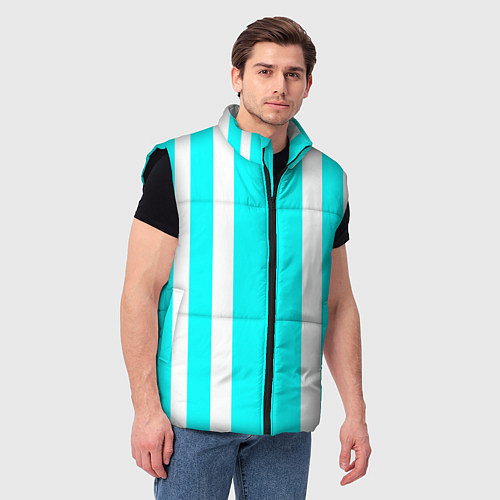 Мужской жилет Color blue white stripes / 3D-Черный – фото 3