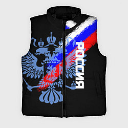 Мужской жилет Россия с флагом и гербом на чёрном фоне, цвет: 3D-черный