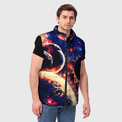Мужской жилет Фантастический космос планеты, цвет: 3D-черный — фото 2