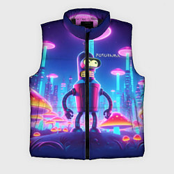 Мужской жилет Робот-сгибальщик Бендер в неоновом грибном мегапол, цвет: 3D-черный