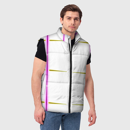Мужской жилет Color white pink yellow stripes / 3D-Черный – фото 3
