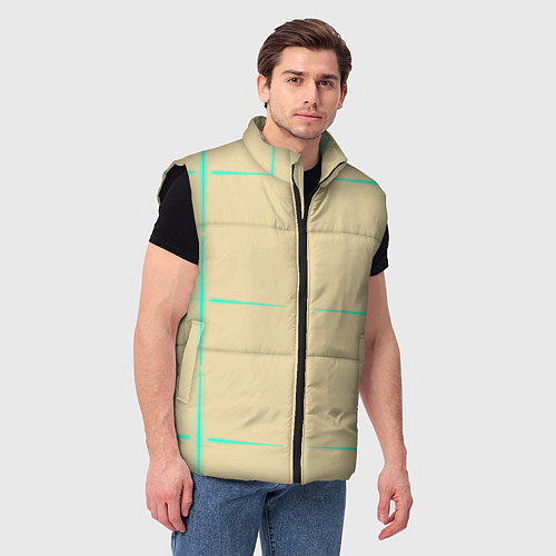 Мужской жилет Color beige green stripes / 3D-Черный – фото 3
