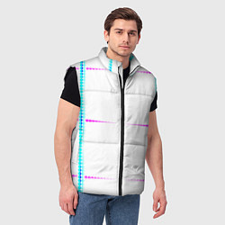 Мужской жилет Color white blue pink stripes, цвет: 3D-черный — фото 2