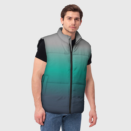 Мужской жилет Градиент серо-зеленый / 3D-Черный – фото 3