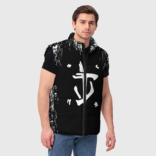 Мужской жилет Doom краска белая текстура / 3D-Черный – фото 3