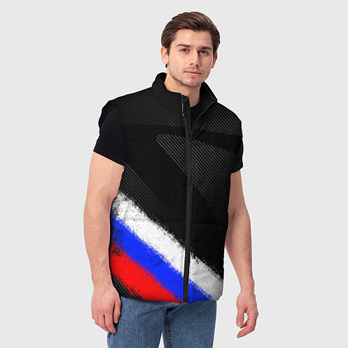 Мужской жилет Спортивный триколор России / 3D-Черный – фото 3