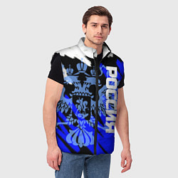 Мужской жилет Россия чёрно-синий штрихи, цвет: 3D-черный — фото 2
