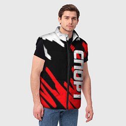 Мужской жилет Спорт бело-чёрно-красный штрихи, цвет: 3D-черный — фото 2