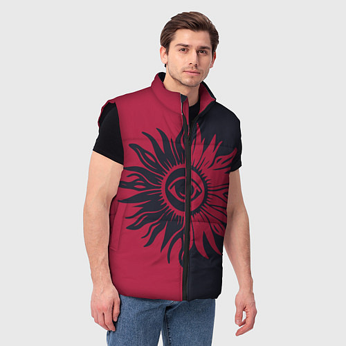 Мужской жилет Солнце красно-синее / 3D-Черный – фото 3