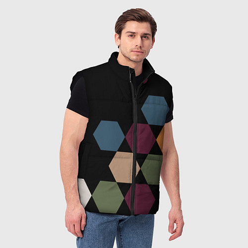 Мужской жилет Honeycombs autumn colors / 3D-Черный – фото 3