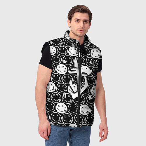 Мужской жилет Doom x nirvana pattern / 3D-Черный – фото 3