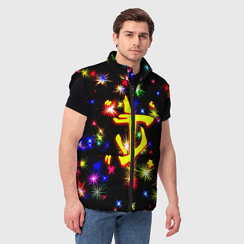 Мужской жилет Doom новогодние искры / 3D-Черный – фото 3