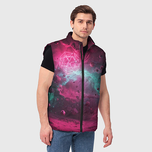 Мужской жилет Космическая абстракция с геометрическими фигурами / 3D-Черный – фото 3