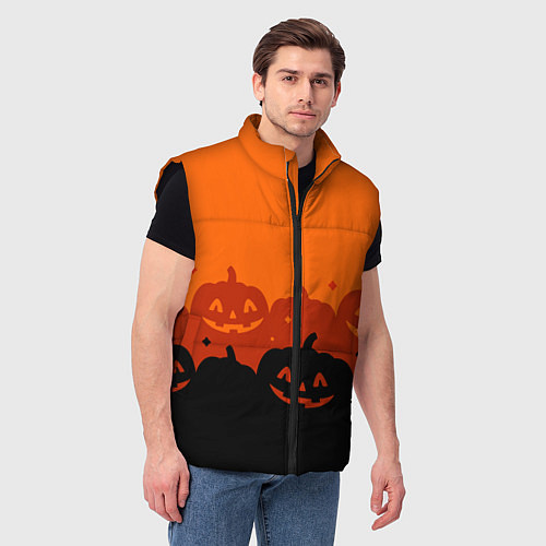 Мужской жилет Хэллоуин счастливые тыквы / 3D-Черный – фото 3