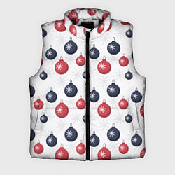Мужской жилет Синие и красные новогодние шары со снежинками, цвет: 3D-черный