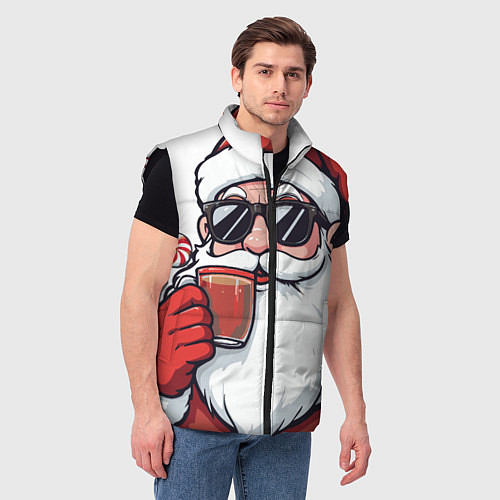 Мужской жилет Санта Клаус в стильных солнцезащитных очках / 3D-Черный – фото 3