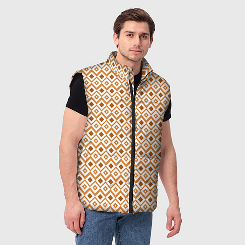 Мужской жилет Паттерн с ромбиками коричневый / 3D-Черный – фото 3