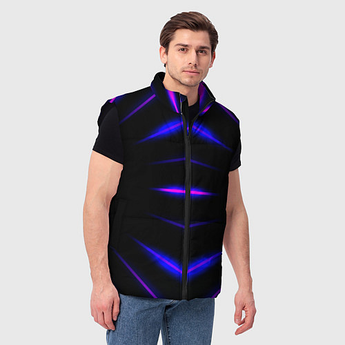 Мужской жилет Color black neon stripes / 3D-Черный – фото 3