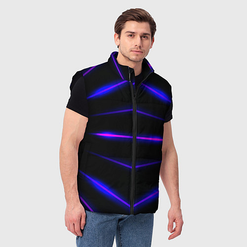 Мужской жилет Color black neon stripes / 3D-Черный – фото 3