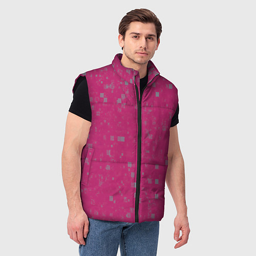 Мужской жилет Color pink brown squares / 3D-Черный – фото 3