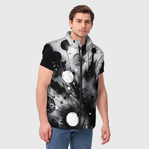 Мужской жилет Абстрактная чёрно-белая композиция / 3D-Черный – фото 3