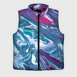 Мужской жилет Абстракция бело сине красный мрамор, цвет: 3D-черный