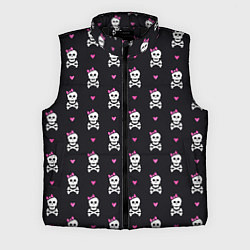 Мужской жилет Милый паттерн с черепами и сердцечками на черном ф, цвет: 3D-черный