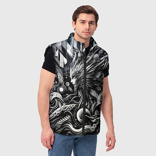 Мужской жилет Abstraction cyber pattern - ai art fantasy / 3D-Черный – фото 3