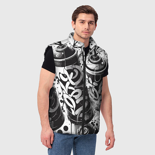 Мужской жилет Баллончики с краской - граффити / 3D-Черный – фото 3