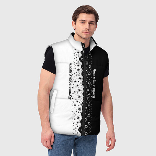 Мужской жилет Лучше вода у друга черно-белый узор / 3D-Черный – фото 3