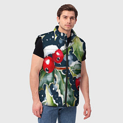Мужской жилет Зимний остролист, цвет: 3D-черный — фото 2