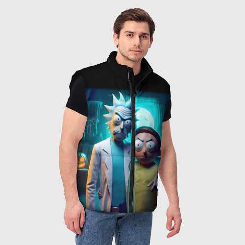 Мужской жилет Rick with Morty - halloween night / 3D-Черный – фото 3