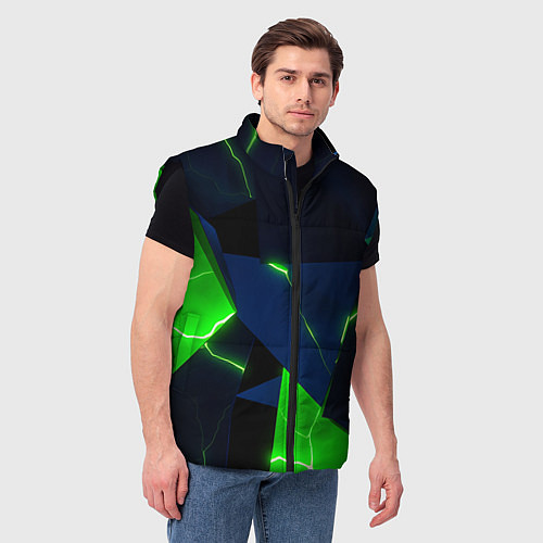 Мужской жилет Neon tile green / 3D-Черный – фото 3
