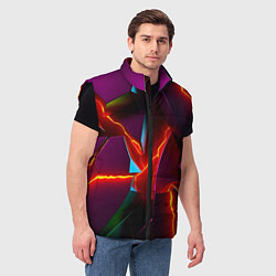 Мужской жилет Fractures multicolored tiles, цвет: 3D-черный — фото 2