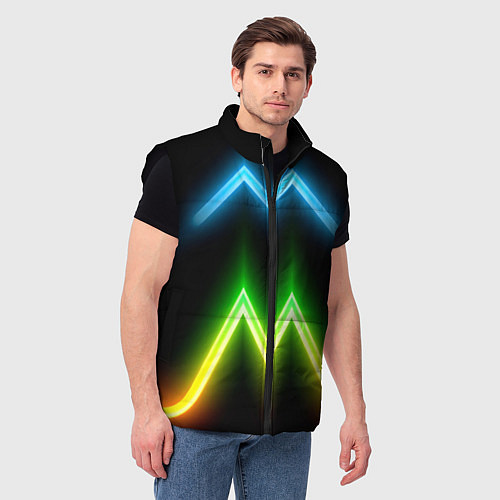 Мужской жилет Neon multicolored lines / 3D-Черный – фото 3