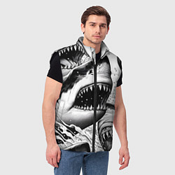 Мужской жилет Белая акула - стая, цвет: 3D-черный — фото 2