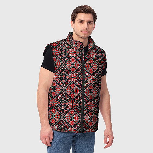 Мужской жилет Славянский стиль - орнамент / 3D-Черный – фото 3